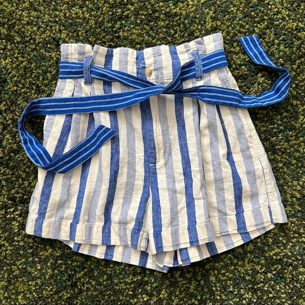 Madewell Striped High Waist Shorts with Belt